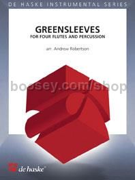 Greensleeves - Score & Parts (4 Flutes & Percussion)
