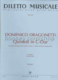 Quintet in C major - 2 double basses (violins), violin, 2 violas and basso continuo (cello) (set of 