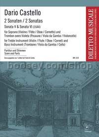 2 Sonatas (Sonata V, Sonata VI, 1644) - violin (flute, oboe, cornet), bassoon (viola, viola da gamba