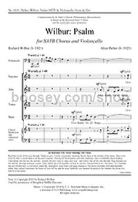 Wilbur: Psalm for SATB choir & cello