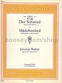 Der Schmied / Mädchenlied op. 107/5 u. op. 19/4 - medium voice & piano