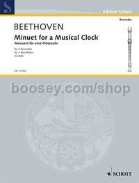 Minuet for a Musical Clock WoO 33 - 4 recorders (SATB) (performance score)