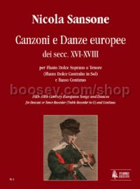 16th-18th Century European Songs & Dances for Recorder & Continuo
