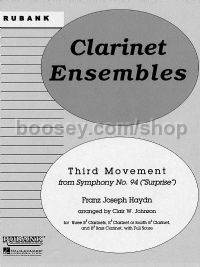 Third Movement from Symphony No. 94 ('Surprise') for clarinet quintet or ensemble
