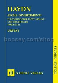 Six Divertimenti, Hob.IV:6-11 (Violin/Flute, Violin and Violoncello) (Study Score)