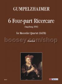 6 four-part Ricercares for Recorder Quartet (SATB) (score & parts)