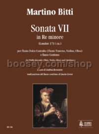 Sonata VII in D Minor for Treble Recorder (Flute, Violin, Oboe) & Continuo (score & parts)