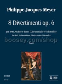 8 Divertimenti Op. 6 for Harp, Violin & Basso (Harpsichord or Cello) (score & parts)