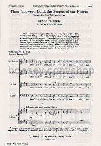 Thou Knowest, Lord, The Secrets Of Our Hearts (SATB)