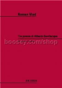 3 Poesie Di Alberto Bevilacqua (Soprano & Piano)