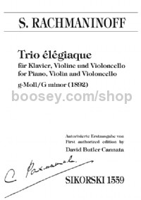 Piano Trio ("Trio élégiaque") No.1 in G minor (1892) set of parts