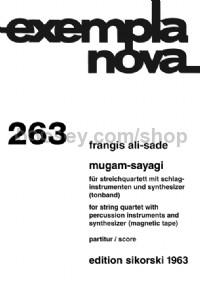 Mugam-sayagi for string quartet, percussion instruments and synthesizer (tape)