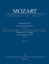 Concerto for Violin and Orchestra no. 3 G major K. 216 (Study Score)