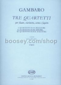 3 Quartets, No. 2: Quartet in D minor - flute, clarinet, horn & bassoon (set of parts)