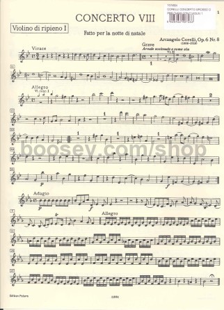 Arcangelo Corelli Concerto Grosso Op 6 No 8 Christmas Concerto Violin 1 Part