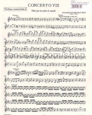 Arcangelo Corelli Concerto Grosso Op 6 No 8 Christmas Concerto Solo Violin 1 Part