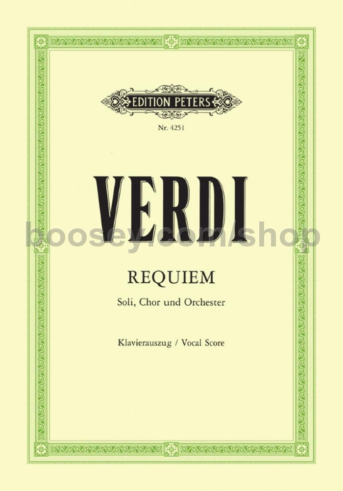 Giuseppe Verdi, Requiem, Vocal Score, Edition Peters 4251, text in Latin