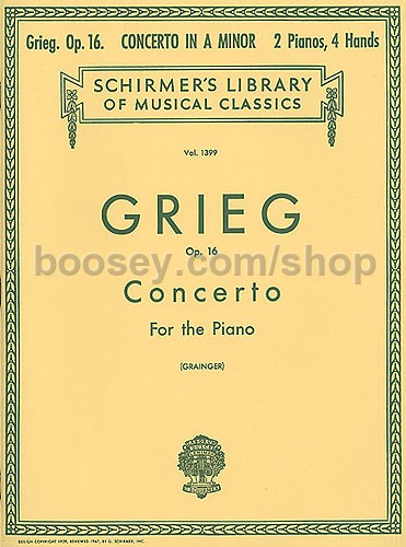Four Hands 2 Pianos Edvard Grieg Boo Piano Concerto In A Minor Op.16 Two Pianos 