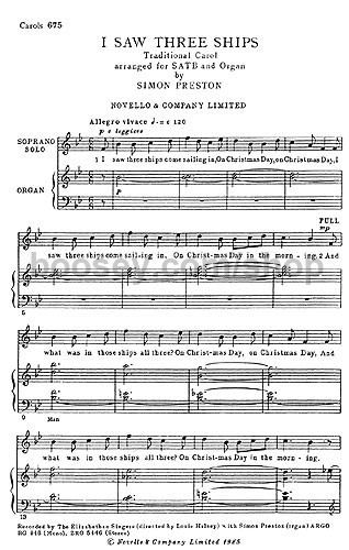 Preston Simon I Saw Three Ships Satb