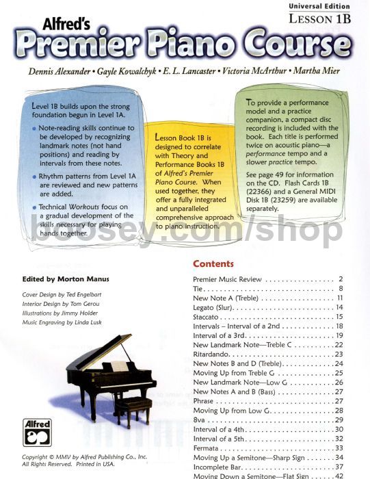 Various Alfred Premier Piano Course Lesson Book Cd Level 1b