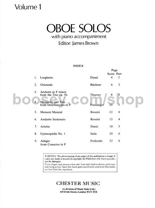 Various - Oboe Solos, Volume 1