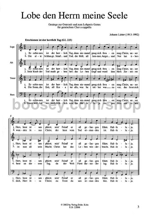 Sample page: LÃ¼tter, Johann - Praise the Lord, Oh my Soul (choral score) 