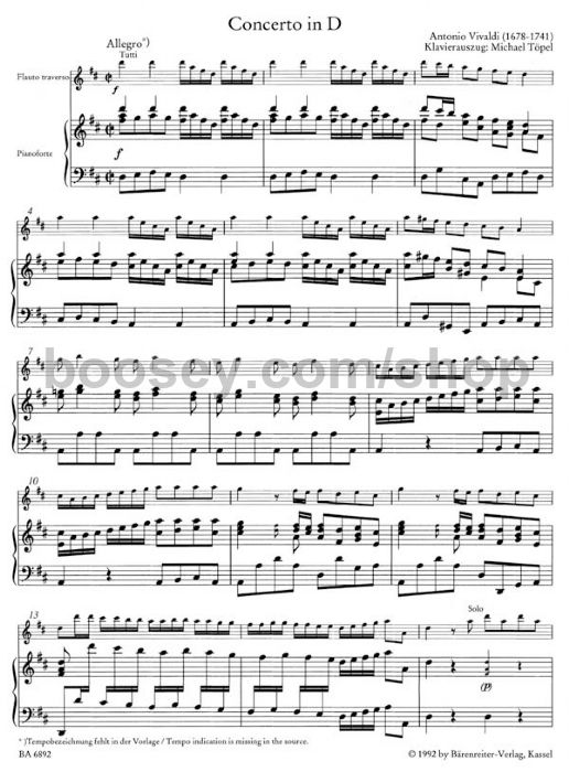 Antonio Vivaldi Concerto For Flute RV783 (flute & piano score)