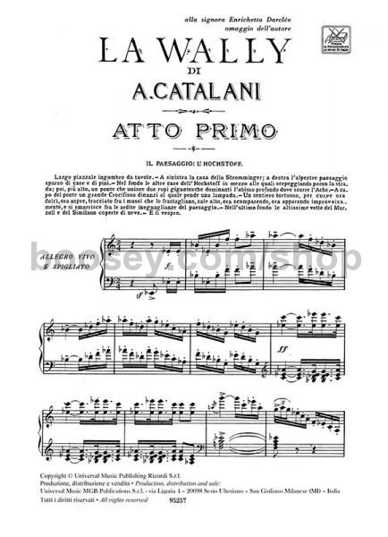 Stien sammensmeltning Forstyrrelse Alfredo Catalani - La Wally - Vocal Score (Softcover)