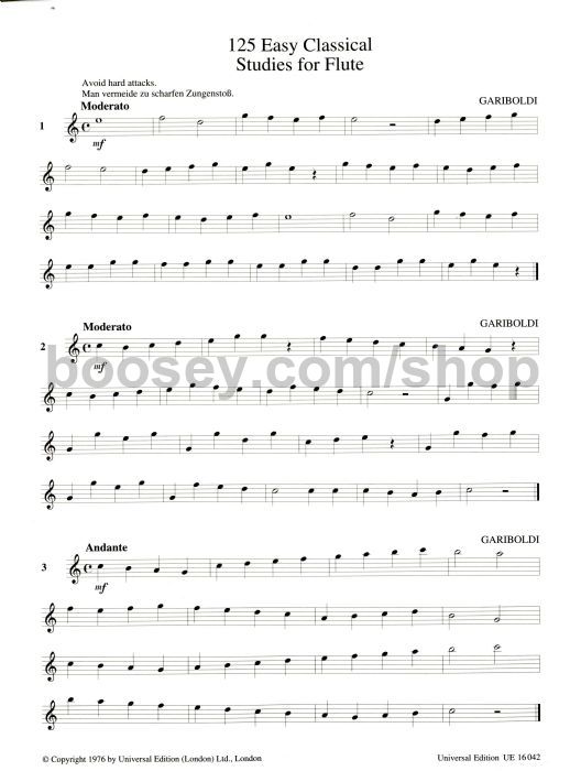 Vester 125 Easy Classical Studies for Flute